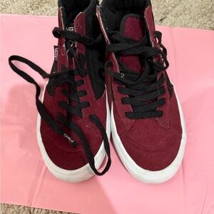 Vans Maroon and Black High-Top Sneakers